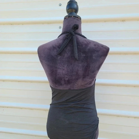 Mossimo Women's Black V-Neck Ruffle top Bathing Swim Suit One Piece Sz L - Picture 2 of 11